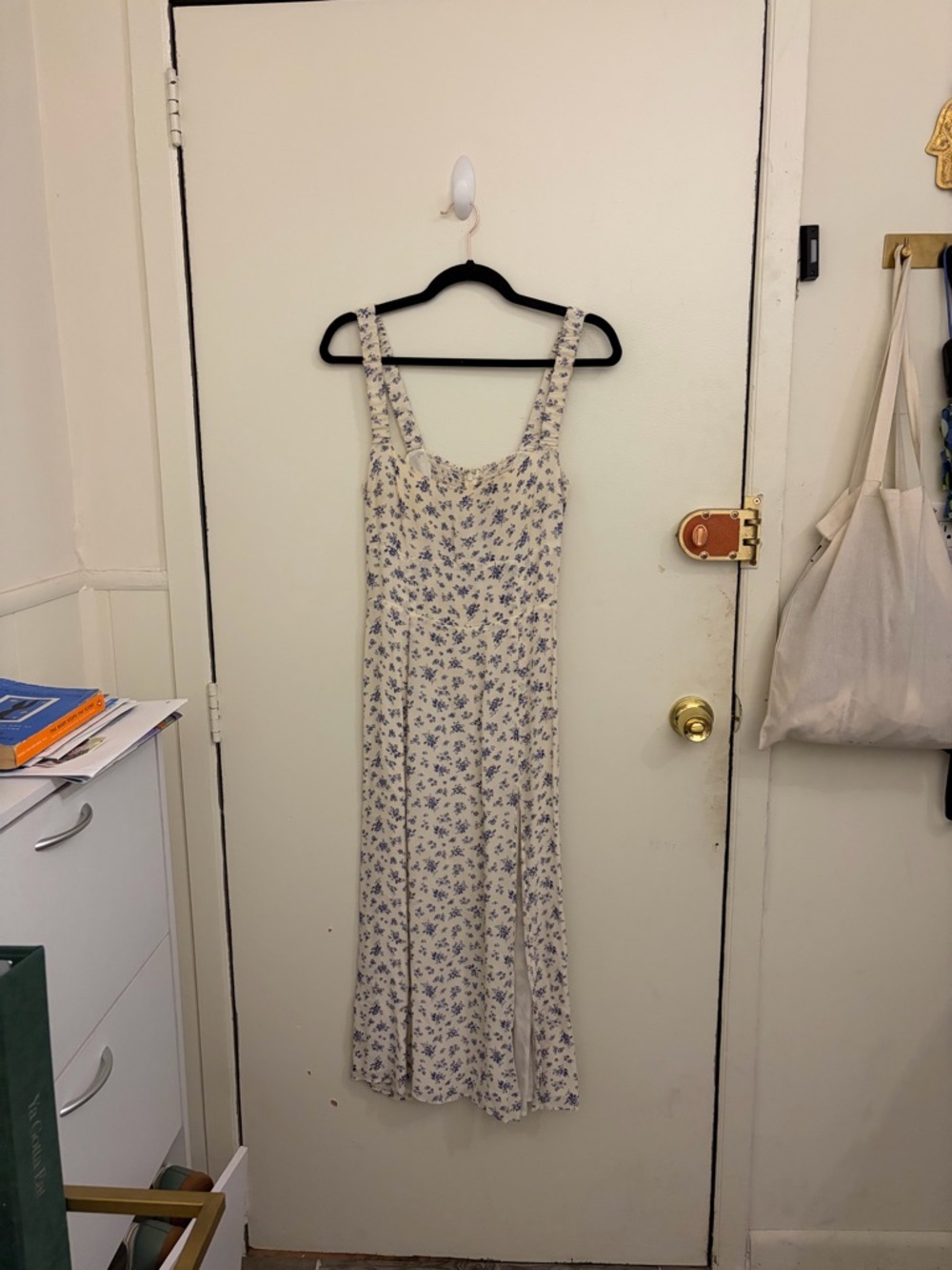 Reformation Midi Dress with Blue Floral Print - Size 6